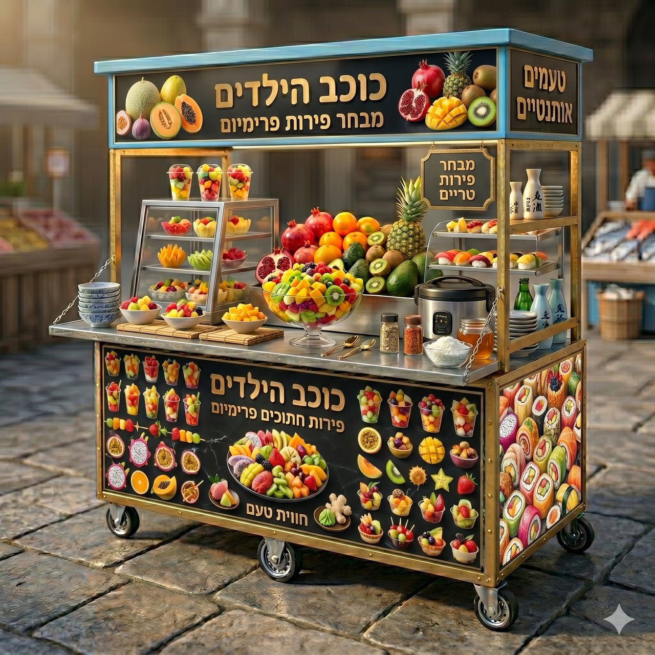 דוכן פירות וסלט פירות